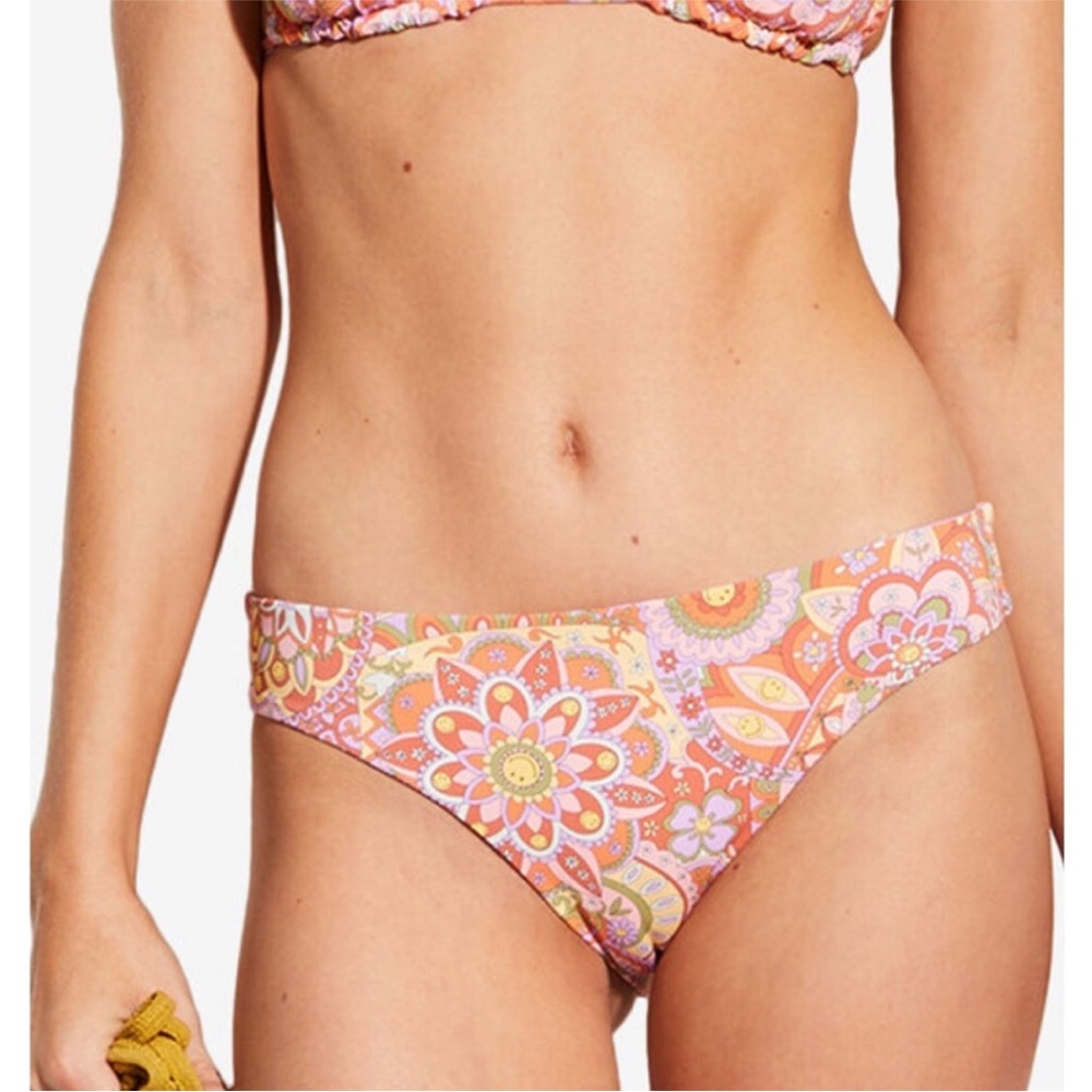 Billabong X Smiley Good Time Floral Pink Bikini Bottom Large